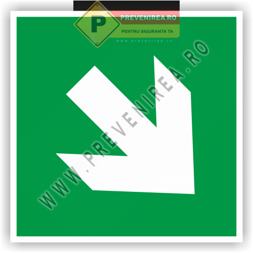Etichete ieșire urgentă cu săgeată dreapta-jos – semnalizare sigură și vizibilă