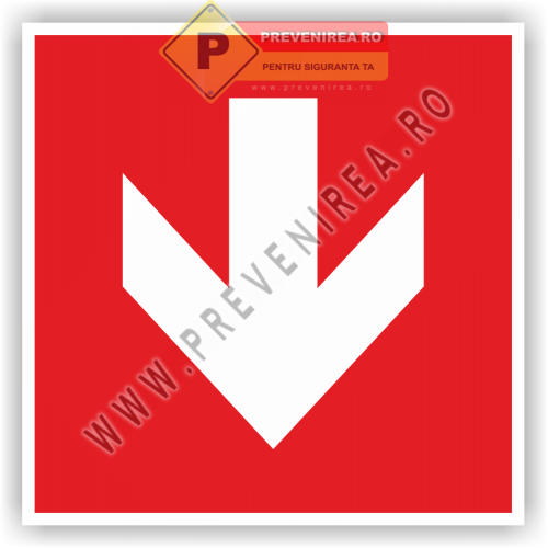 Eticheta de Incendiu cu Săgeată în Jos – Semnalizare PSI Vizibilă și Sigură