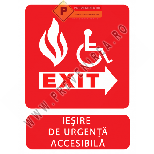 Indicator ieșire de urgență accesibilă pentru persoane cu dizabilități