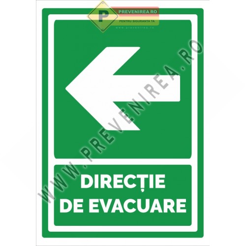 Indicator Ieșire în Stânga Verde – Panou Evacuare de Urgență Indicator Ieșire în Stânga Verde – Panou Evacuare de Urgență