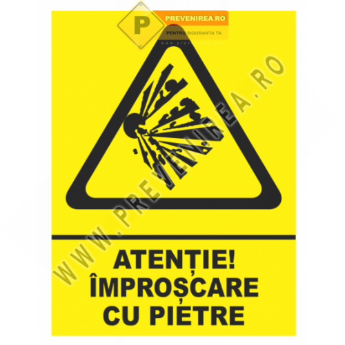 Semn Atenție Împroșcare cu Pietris – Indicator de Avertizare Semn Atenție Împroșcare cu Pietris – Indicator de Avertizare