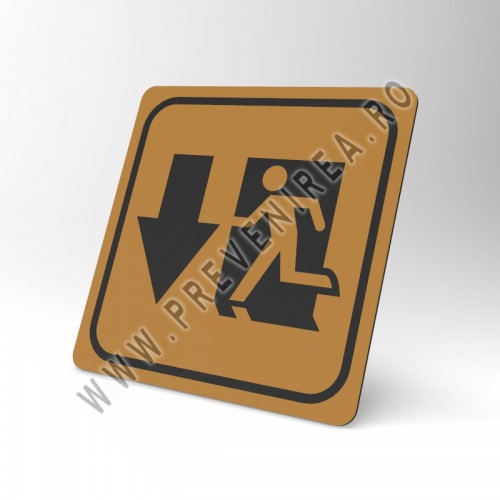 Placuta sageata iesire spre stanga in jos maro cu negru