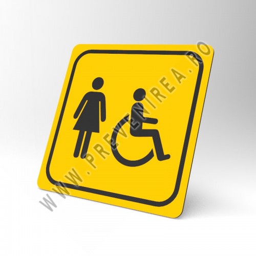 Placuta galbena pentru femeie cu persoana cu handicap