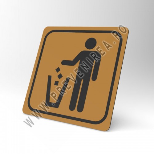 Placuta maro cu negru pentru loc de gunoi