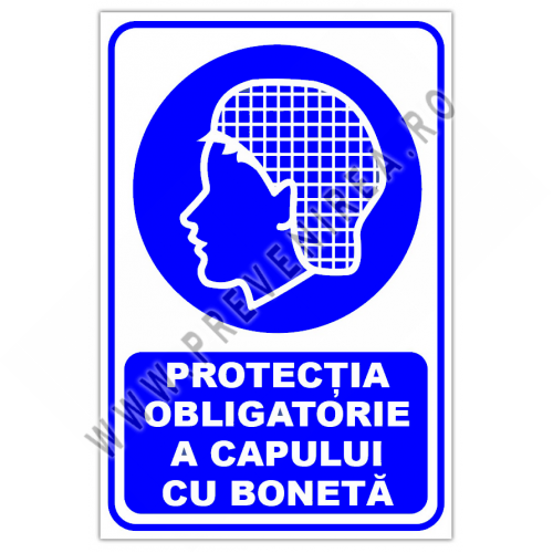 Indicator protectia obligatorie a capului cu boneta