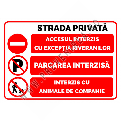 Indicator pentru strada privata parcare interzisa