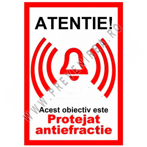 Indicator atentie acest obiectiv este protejat antiefractie