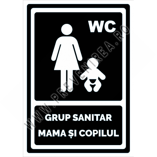 Indicator negru pentru grup sanitar mama si copilul
