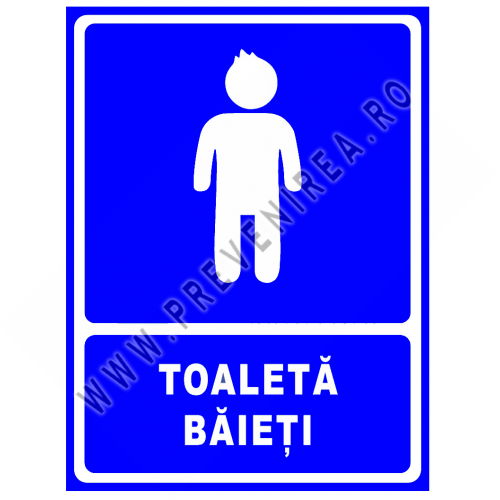 Indicator albastru pentru toaleta baieti