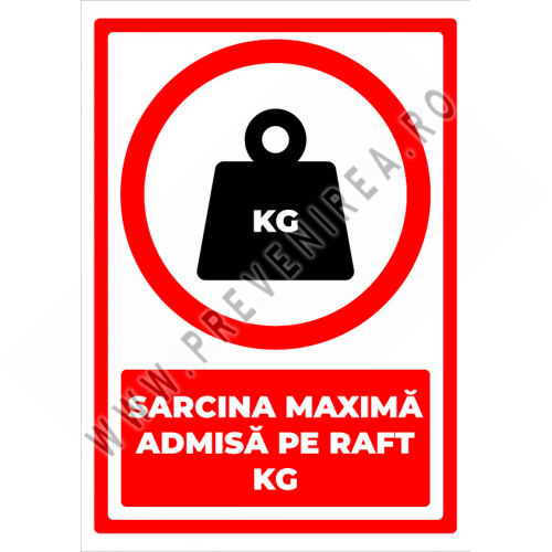 Indicator pentru sarcina maxim pe raft kg