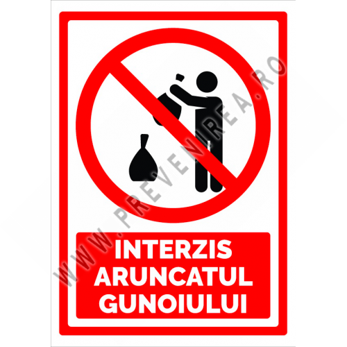 Indicator pentru  interzis aruncatul gunoiului