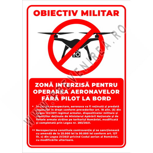 Indicator pentru obiectiv militar zona interzisa pentru operarea aeronavelor fara pilot la bord Indicator pentru obiectiv militar zona interzisa pentru operarea aeronavelor fara pilot la bord