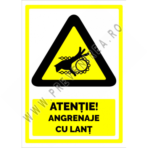 Indicator de Avertizare Atenție Angrenaje cu Lanț | Semn de Siguranță Indicator de Avertizare Atenție Angrenaje cu Lanț | Semn de Siguranță
