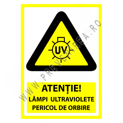 Indicator de Avertizare Lămpi Ultraviolete – Pericol de Orbire
