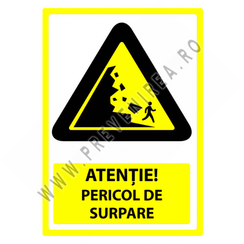 Indicator Atenție – Pericol de Surpare | Semnalizare pentru Zone Periculoase Indicator Atenție – Pericol de Surpare | Semnalizare pentru Zone Periculoase