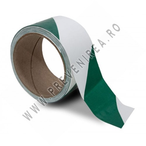 Bandă industrială Verde/Alb pentru delimitarea spațiilor – Ideală pentru Fabrici și Depozite