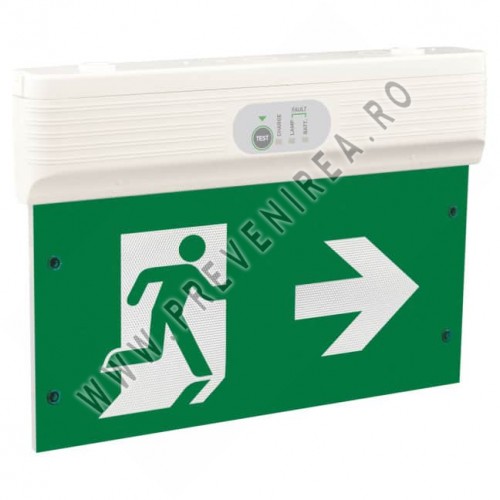 Corp de iluminat pentru ieșire Olympia – LED, două fețe, autotesatare, autonomie 3 ore | Model profesional pentru evacuare
