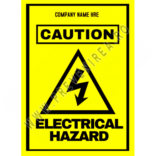 Sign company name here caution electrical hazard