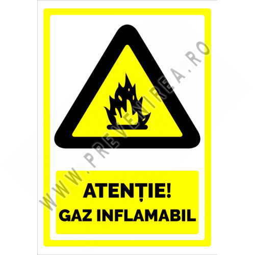 Semn pentru atentie gaz inflamabil Semn pentru atentie gaz inflamabil