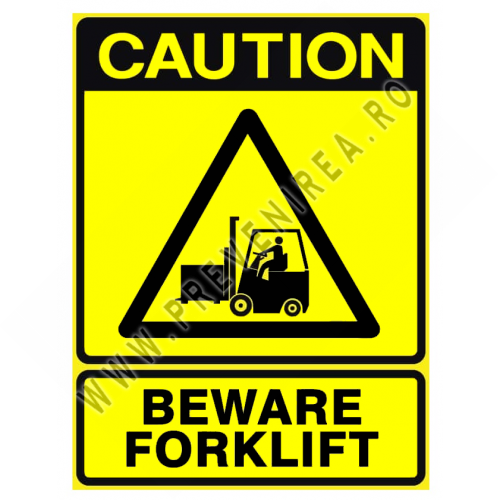 sign caution beware forklift