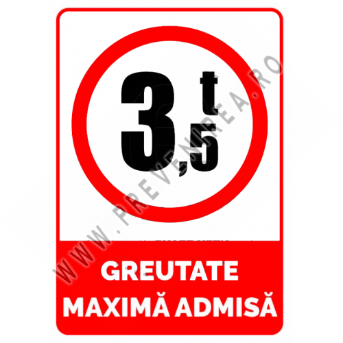 Semn greutate maxima admisa de 3,5 t