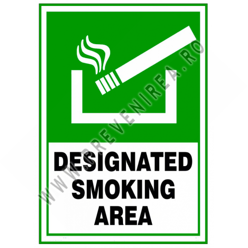 Sign designated smoking area