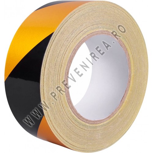 Bandă Siguranță Reflectorizantă Galben/Negru pentru Utilaje Industriale și Construcții