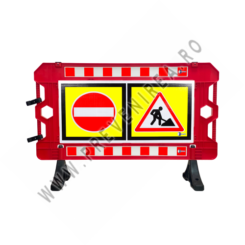 Gard Temporar cu Panou Șantier în Lucru – Accesul Interzis” – Ideal pentru Șantiere și Zone Periculoase