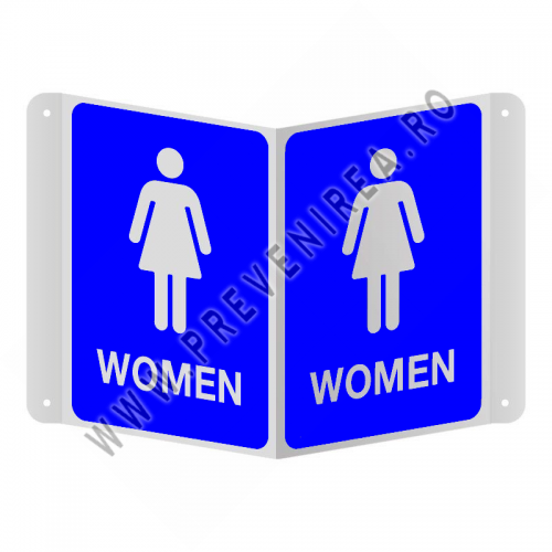 Indicator 3D „Restroom women” – Cu Două Fețe și Prindere Laterală Indicator 3D „Restroom women” – Cu Două Fețe și Prindere Laterală