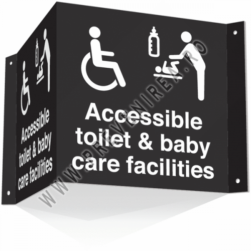 Indicator „Accessible Toilet & Baby Changing” – Dublă Față, Prindere Laterală