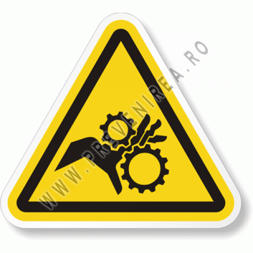 Etichetă de Siguranță „Utilaje în Mișcare – Atenție la Mână”