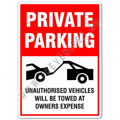 Private parking unauthorized vehicles will be towed at owner's expense 