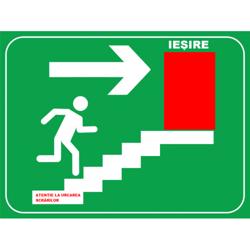 Placuta de  iesire coborare pe scari urcarea prin dreapta