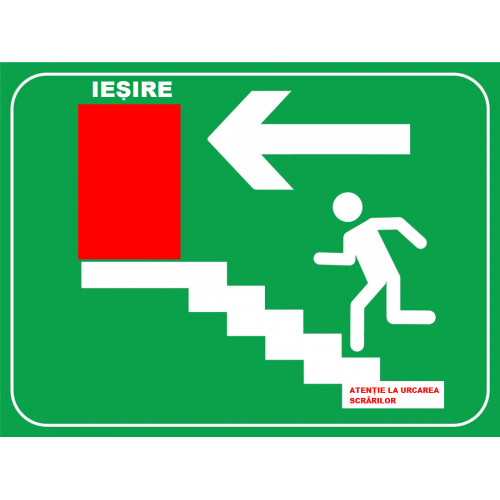 Placuta de iesire coborare pe scari urcarea prin stanga