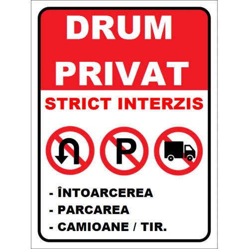 Placuta reflectorizanta pentru drum privat intoarcerea parcarea camioane tir