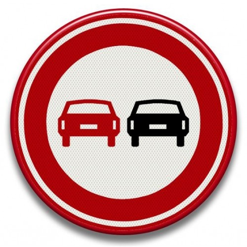 Placuta reflectorizanta de circulatie depasirea autovehiculelor cu exceptia motocicletelor fara atas interzisa