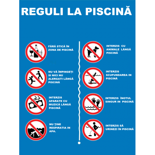 Placuta cu reguli la piscina