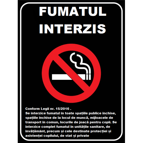 Placuta reflectorizanta cu fumatul interzis conform legii