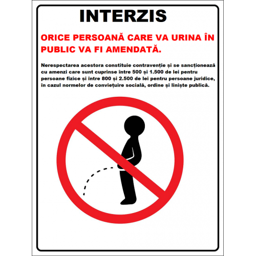 Placuta cine va urina in public va fi amendata Placuta cine va urina in public va fi amendata