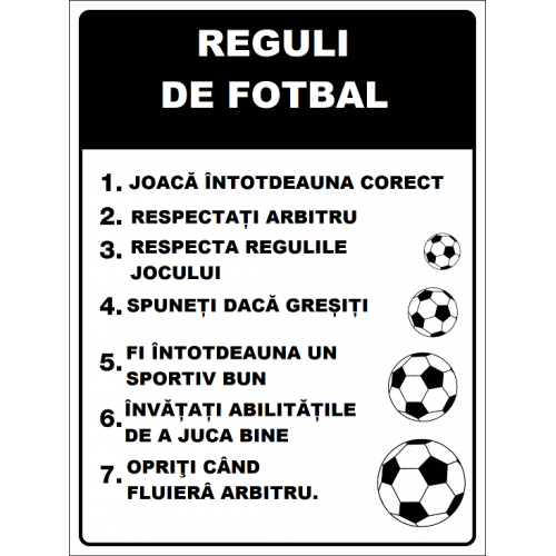 Placuta pentru reguli de fotbal pentru terenul de fotbal Placuta pentru reguli de fotbal pentru terenul de fotbal