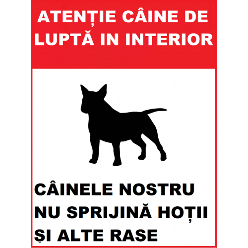 Placuta atentie caine de lupta in interior Placuta atentie caine de lupta in interior