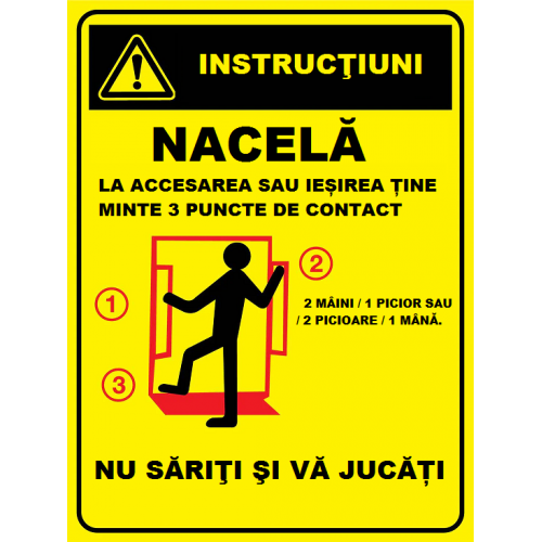 Placuta cu instructiuni nacela Placuta cu instructiuni nacela