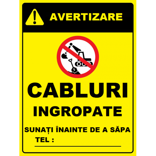 Placuta de avertizare pentru cabluri ingropate Placuta de avertizare pentru cabluri ingropate