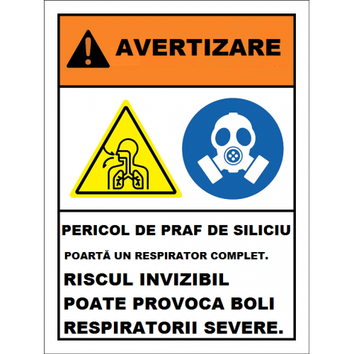 Placuta pericol de praf de siliciu Placuta pericol de praf de siliciu