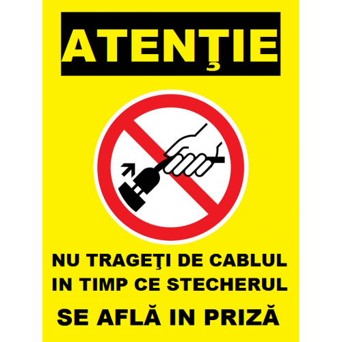 Placuta nu trageti de cablul in timp ce stecherul se afla in priza