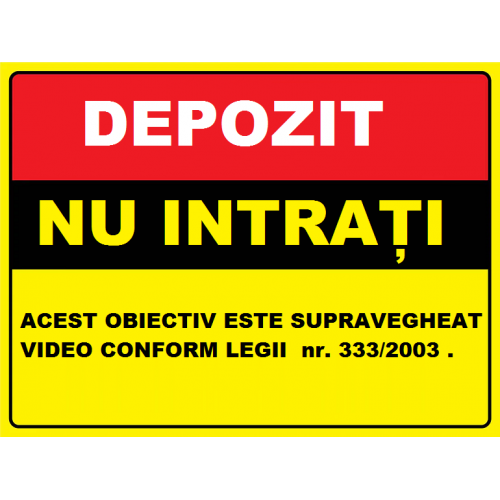 Placuta pentru depozit nu intrati obiectiv video