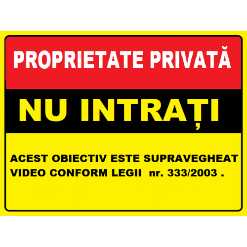 Placuta pentru proprietate privata nu intrati obiectiv video