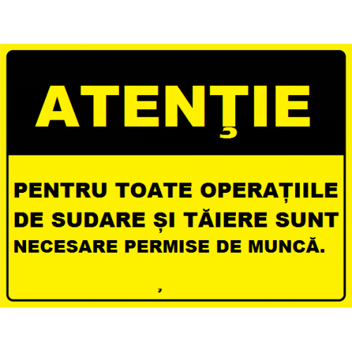 Placuta pentru operatiile de sudare si taiere