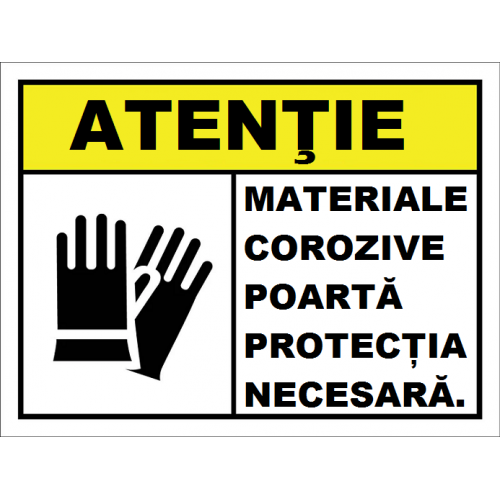 Placuta pentru materiale corozive poarta protectia necesara