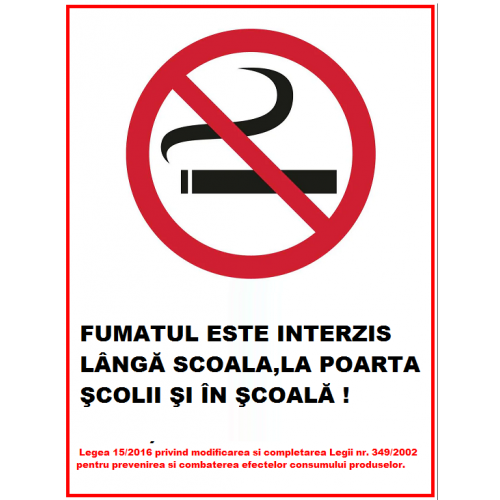 Placuta fumatul interzis langa scoala si in scoala